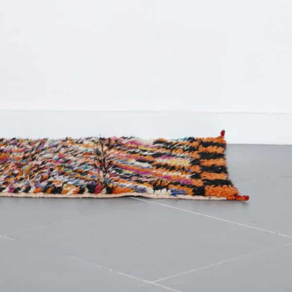Handmade Colorful Moroccan Azilal Runner Rug with Diagonal Stripes - Image 5