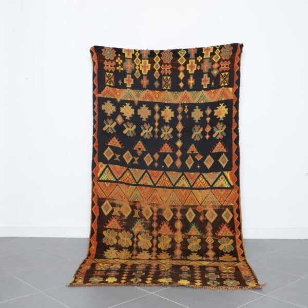 Large Vintage Handmade Moroccan Berber Rug with Intricate Geometric Motifs