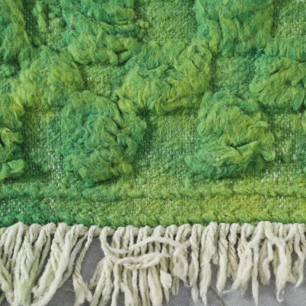 Handmade Green Moroccan Beni Ouarain Checkered Rug - Image 3