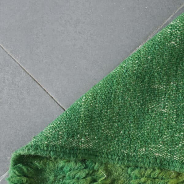 Handmade Green Moroccan Beni Ouarain Checkered Rug - Image 4