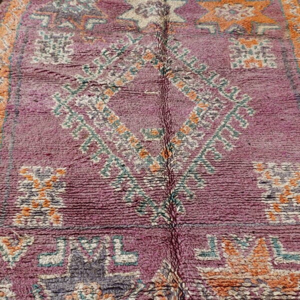 Large Vintage Handmade Moroccan Berber Rug with Geometric Medallion - Image 5