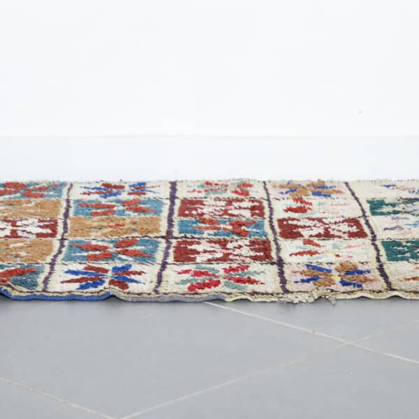 Handmade Colorful Moroccan Boucherouite Rug with Floral Checkerboard - Image 5
