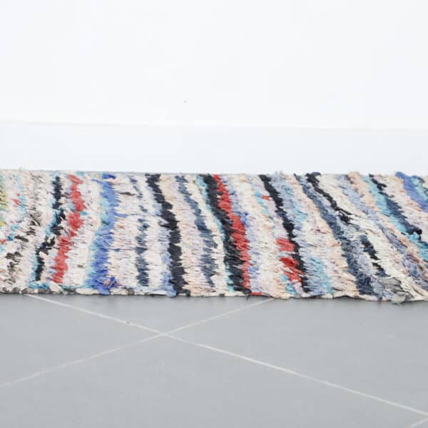 Handmade Colorful Moroccan Boucherouite Rug with Horizontal Stripes - Image 5