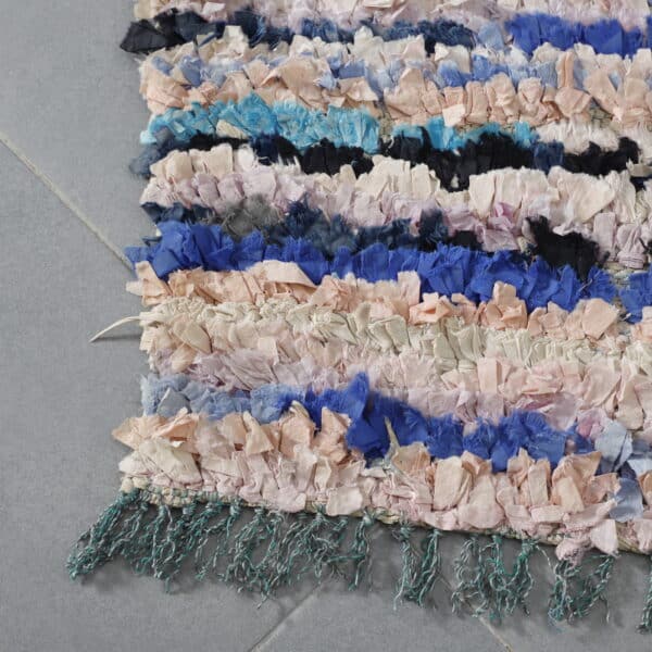 Handmade Colorful Moroccan Boucherouite Rug with Horizontal Stripes - Image 4