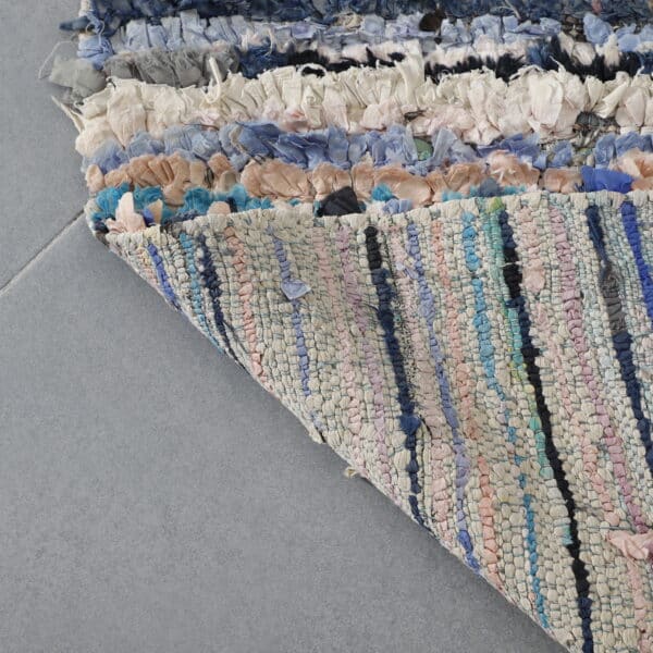 Handmade Colorful Moroccan Boucherouite Rug with Horizontal Stripes - Image 3