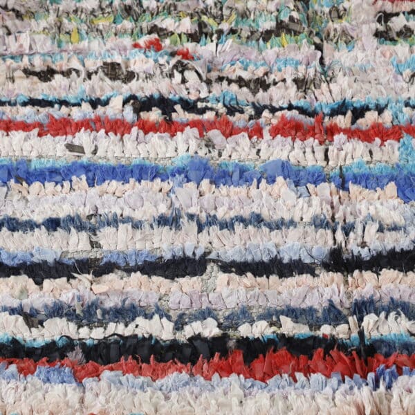 Handmade Colorful Moroccan Boucherouite Rug with Horizontal Stripes - Image 2