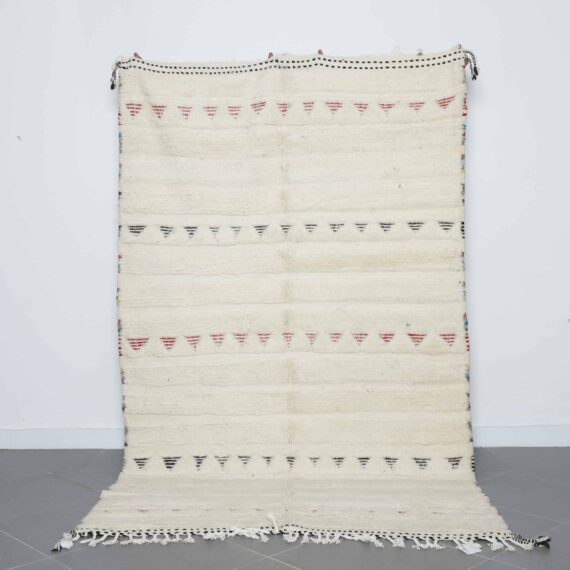 Large Handmade Moroccan Beni Ouarain Rug with Minimalist Geometric Stripes