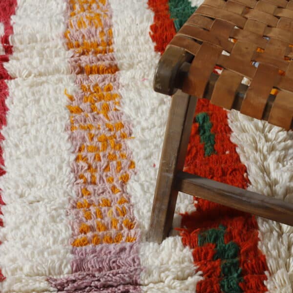 Large Handmade Colorful Moroccan Azilal Rug with Bold Vertical Stripes - Image 4