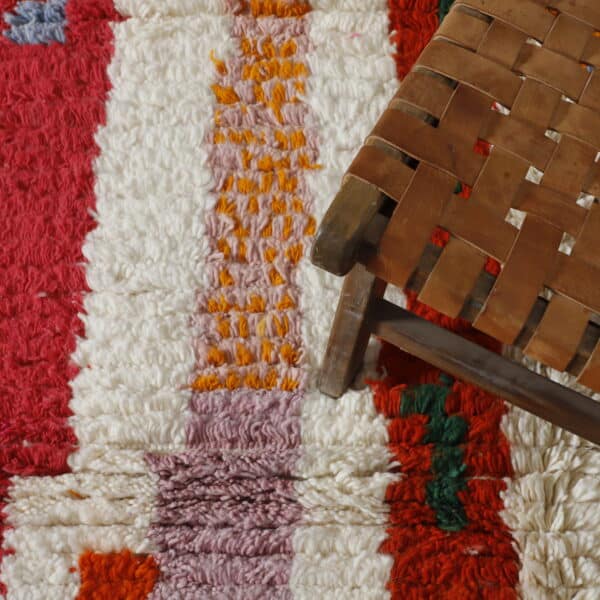 Large Handmade Colorful Moroccan Azilal Rug with Bold Vertical Stripes - Image 5