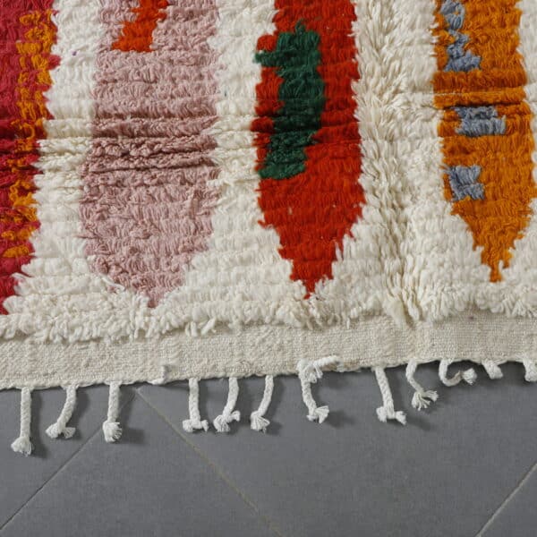 Large Handmade Colorful Moroccan Azilal Rug with Bold Vertical Stripes - Image 7