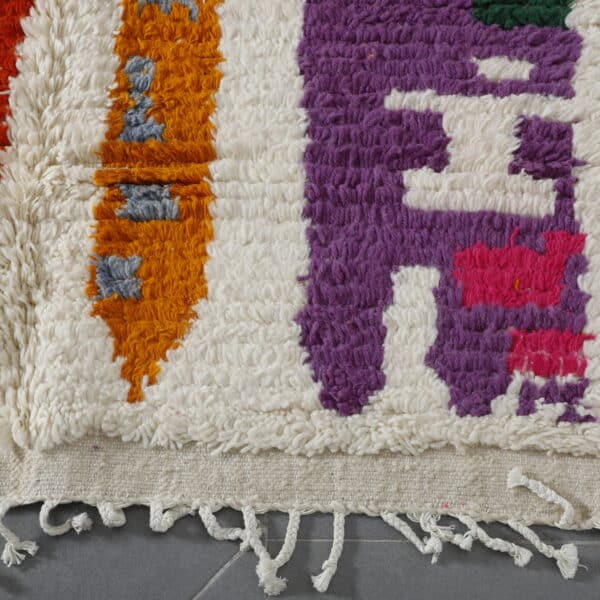 Large Handmade Colorful Moroccan Azilal Rug with Bold Vertical Stripes - Image 8