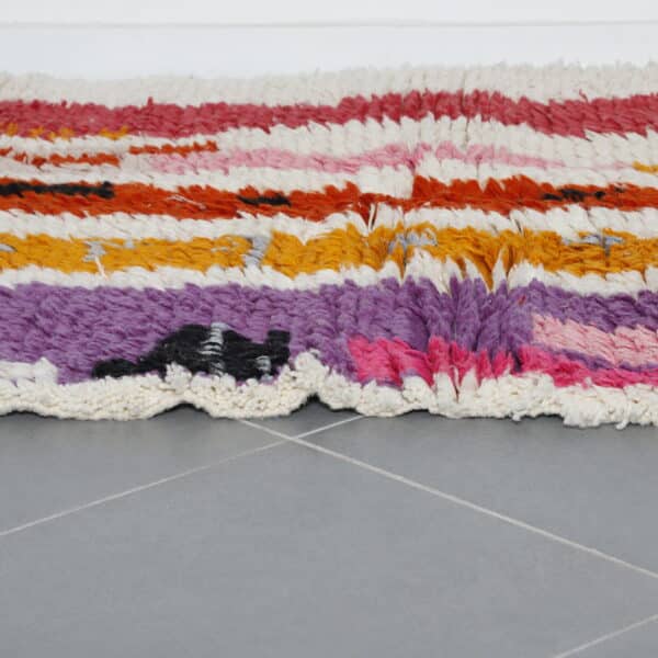 Large Handmade Colorful Moroccan Azilal Rug with Bold Vertical Stripes - Image 6