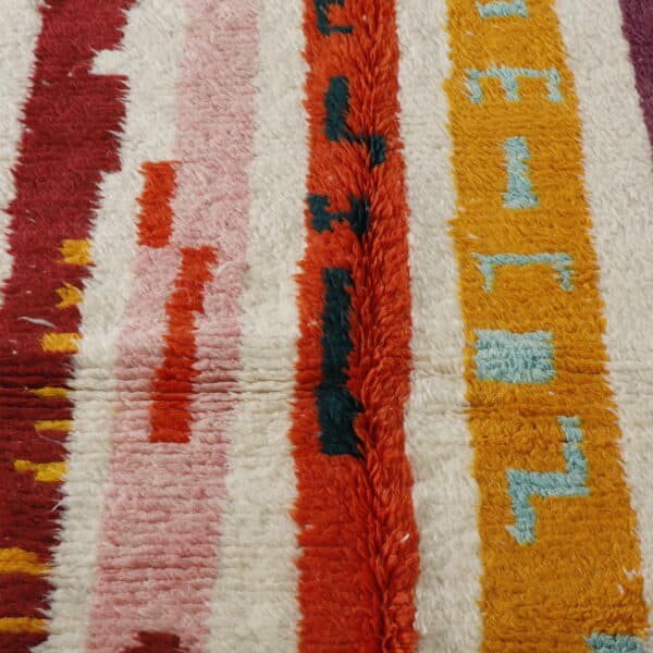 Large Handmade Colorful Moroccan Azilal Rug with Abstract Vertical Stripes - Image 4