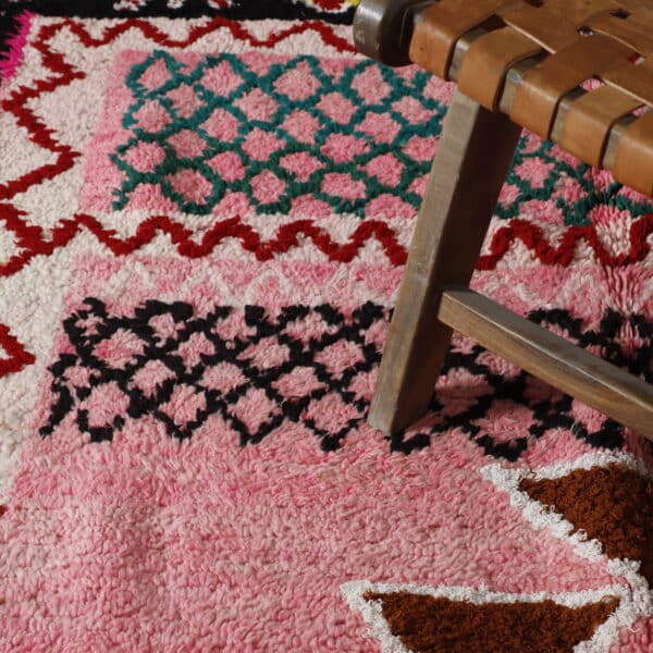Large Handmade Colorful Moroccan Berber Rug with Geometric Medallion - Image 3