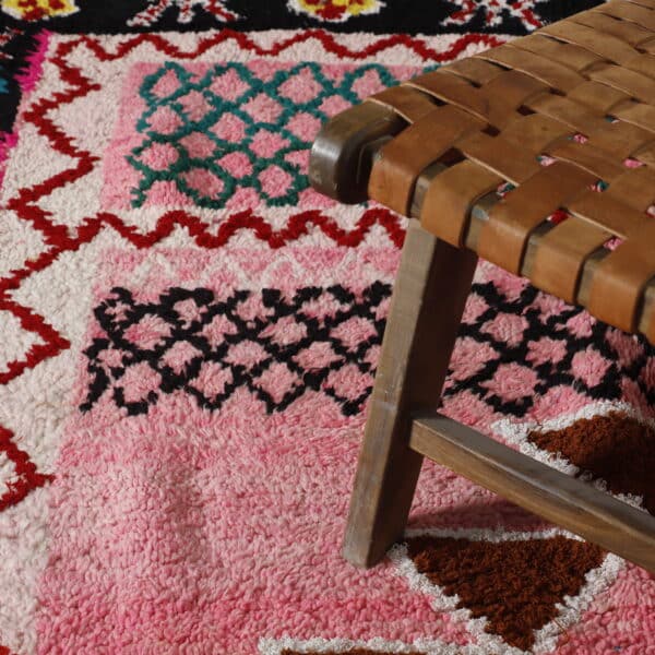 Large Handmade Colorful Moroccan Berber Rug with Geometric Medallion - Image 5