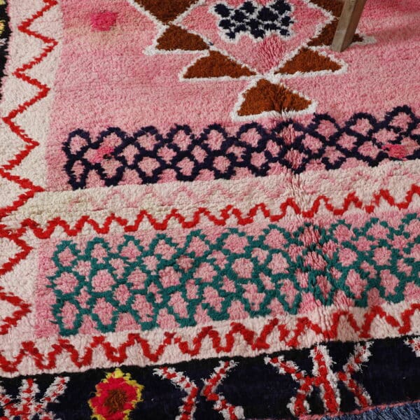 Large Handmade Colorful Moroccan Berber Rug with Geometric Medallion - Image 4