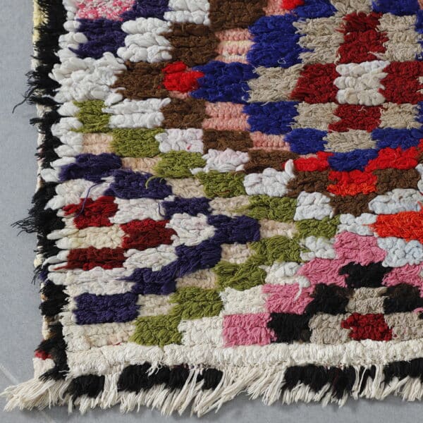 Handmade Colorful Moroccan Boucherouite Rug with Geometric Patchwork - Image 4