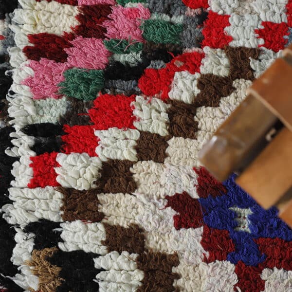 Handmade Colorful Moroccan Boucherouite Rug with Geometric Patchwork - Image 2