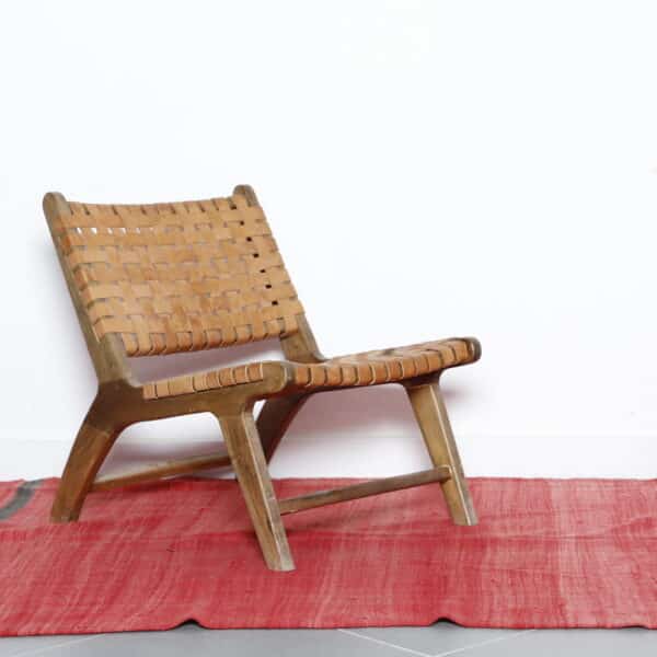 Large Handmade Red Moroccan Kilim with Striped Ends - Image 2