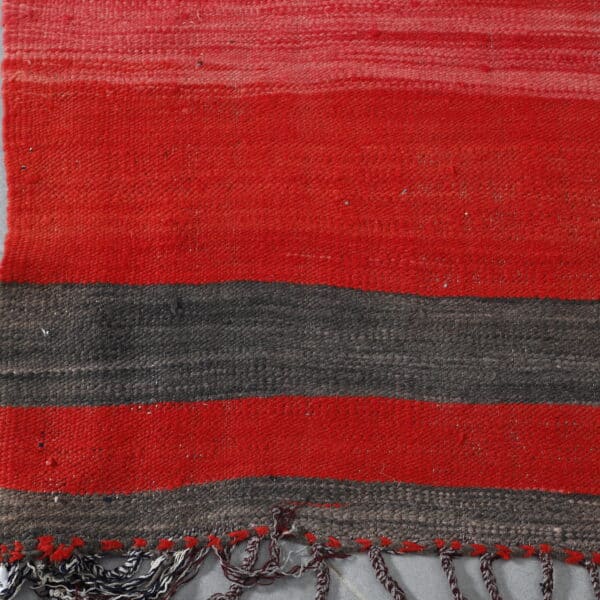 Large Handmade Red Moroccan Kilim with Striped Ends - Image 3
