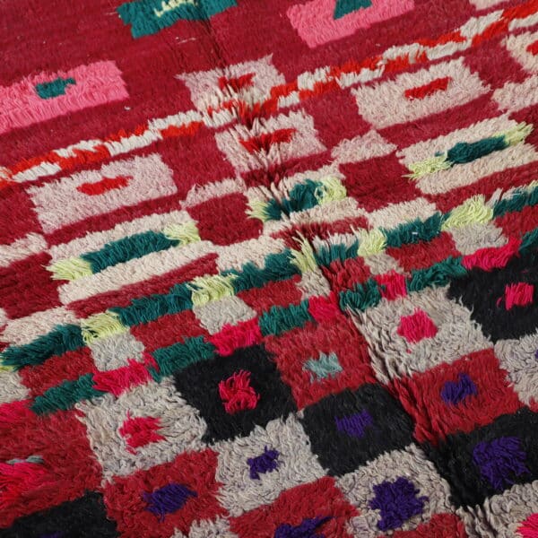 Handmade Colorful Moroccan Boucherouite Rug with Geometric Patchwork - Image 6