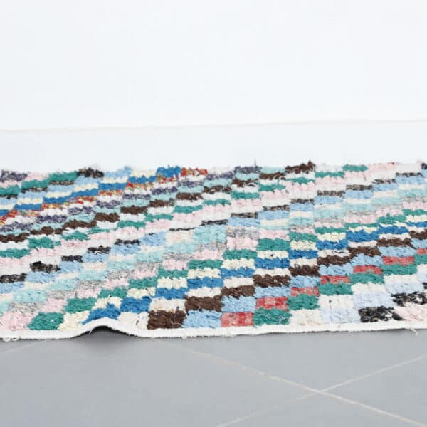 Large Handmade Colorful Moroccan Boucherouite Rug with Checkerboard Design - Image 5