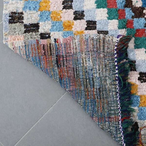 Large Handmade Colorful Moroccan Boucherouite Rug with Checkerboard Design - Image 2