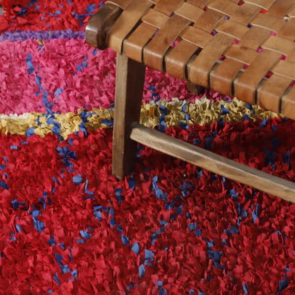 Large Handmade Colorful Moroccan Boucherouite Shag Rug - Image 4