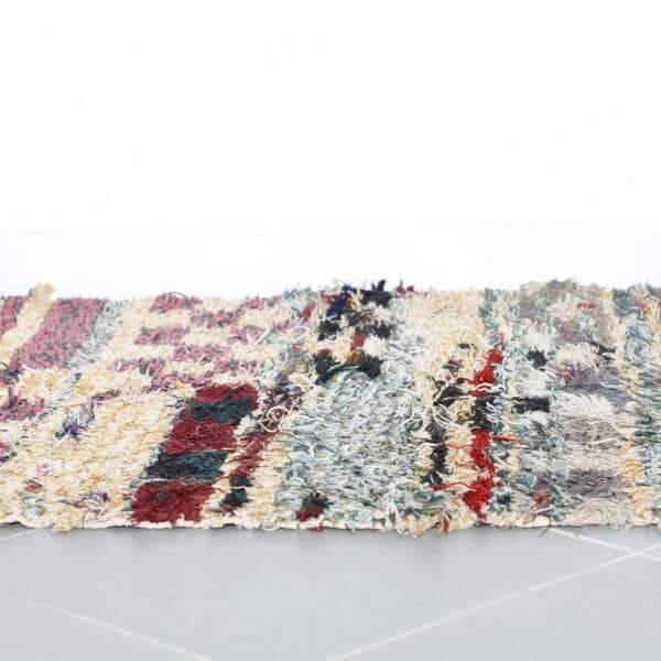 Large Handmade Colorful Moroccan Boucherouite Rug with Stripes and Checks - Image 4