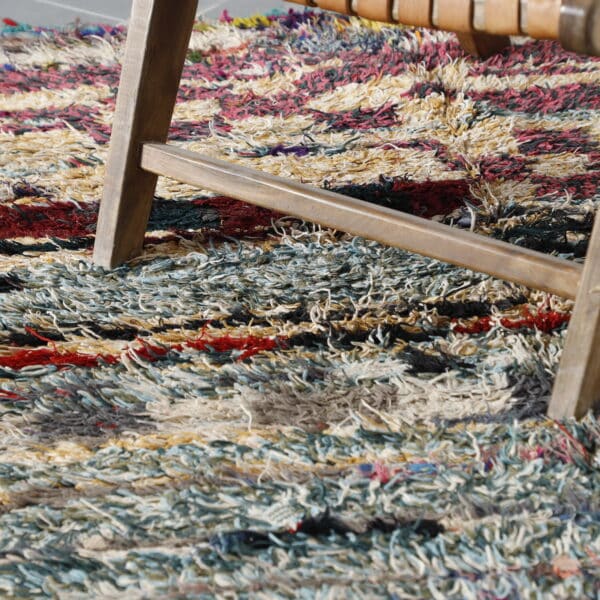 Large Handmade Colorful Moroccan Boucherouite Rug with Stripes and Checks - Image 2