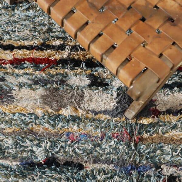 Large Handmade Colorful Moroccan Boucherouite Rug with Stripes and Checks - Image 6