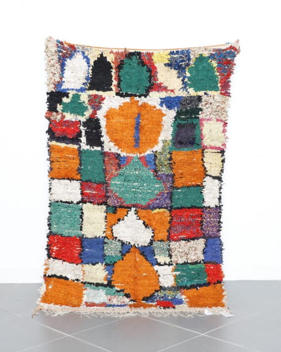 Handmade Colorful Moroccan Boucherouite Rug with Abstract Patchwork