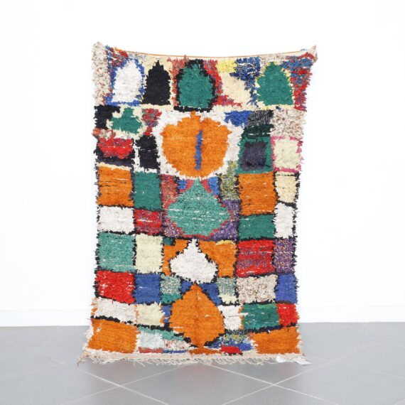 Handmade Colorful Moroccan Boucherouite Rug with Abstract Patchwork