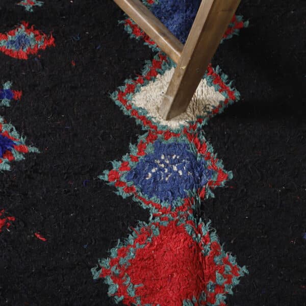 Handmade Dark Moroccan Beni Ourain Rug with Colorful Diamonds - Image 2