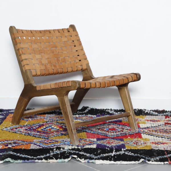 Large Handmade Colorful Moroccan Boucherouite Rug with Geometric Diamonds - Image 8