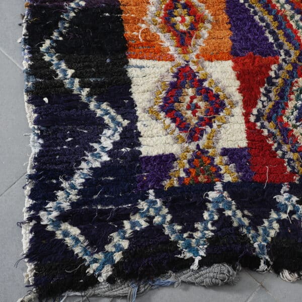 Large Handmade Colorful Moroccan Boucherouite Rug with Geometric Diamonds - Image 6