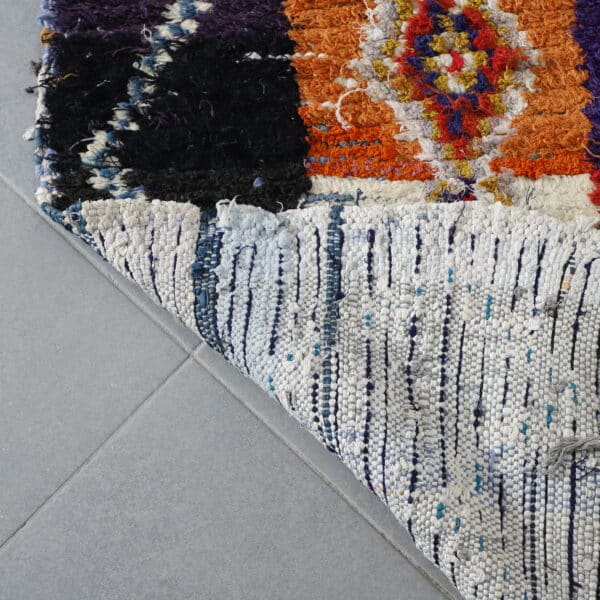 Large Handmade Colorful Moroccan Boucherouite Rug with Geometric Diamonds - Image 4