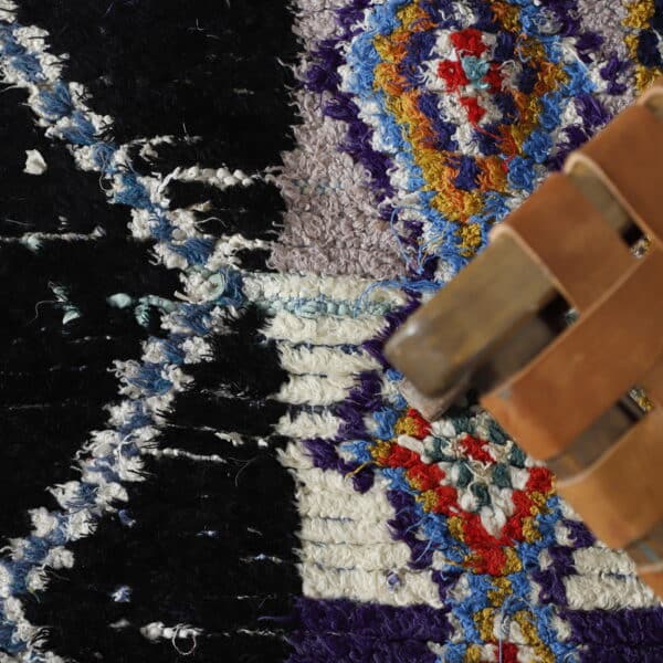 Large Handmade Colorful Moroccan Boucherouite Rug with Geometric Diamonds - Image 2
