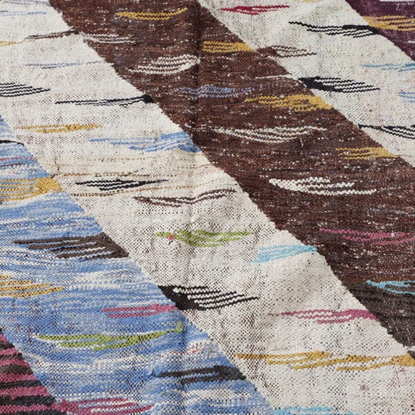 Handmade Moroccan Boucherouite Rug with Diagonal Stripes - Image 4