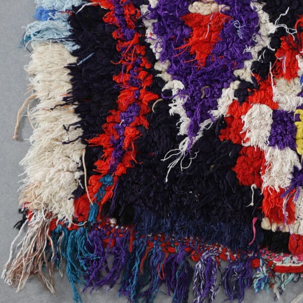 Handmade Colorful Moroccan Azilal Rug with Diamond Motifs - Image 4
