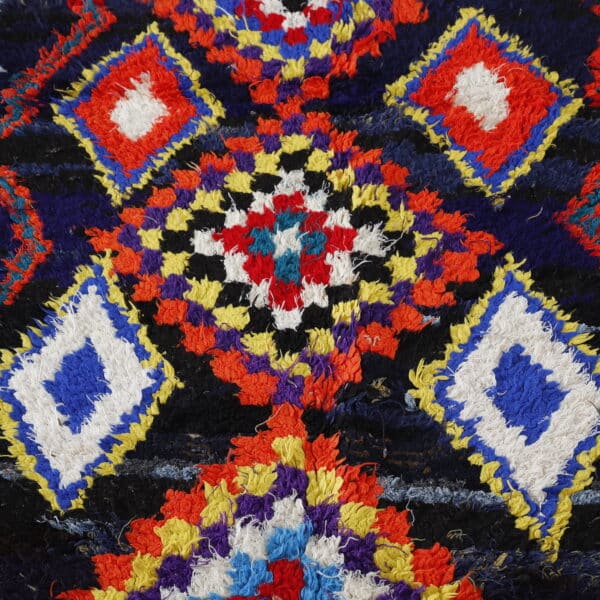 Handmade Colorful Moroccan Azilal Rug with Diamond Motifs - Image 3