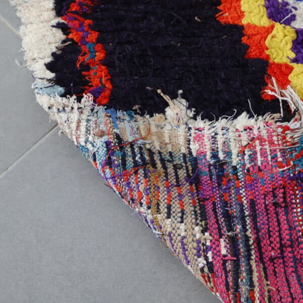 Handmade Colorful Moroccan Azilal Rug with Diamond Motifs - Image 2