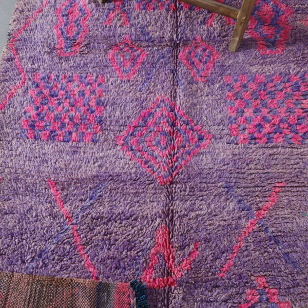 Large Handmade Colorful Moroccan Beni Ourain Rug with Geometric Motifs - Image 4