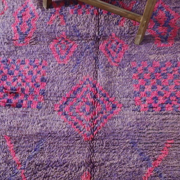 Large Handmade Colorful Moroccan Beni Ourain Rug with Geometric Motifs - Image 5