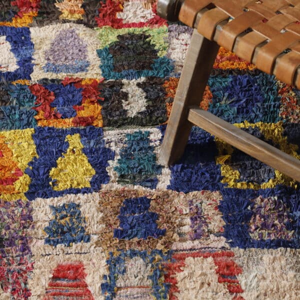 Handmade Moroccan Boucherouite Rug with Colorful - Image 5