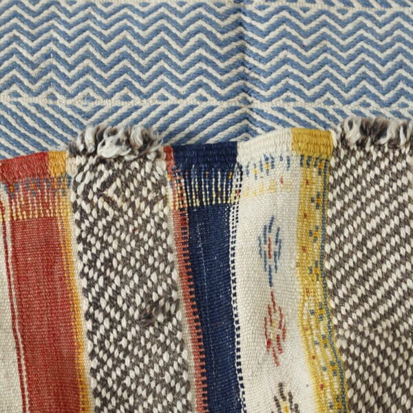 Colorful Moroccan Kilim with Geometric Stripes - Image 2
