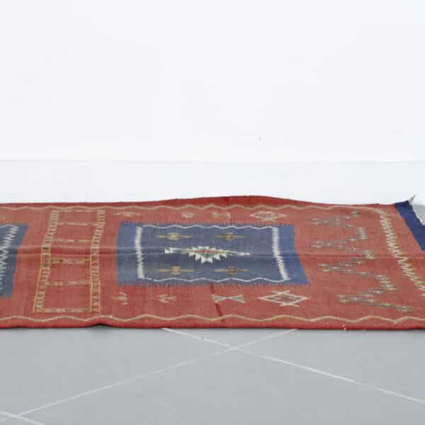 Handwoven Moroccan Kilim with Geometric Panels - Image 2