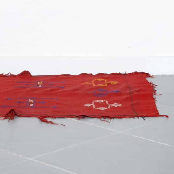 Red Moroccan Kilim Rug with Geometric Motifs - Image 6