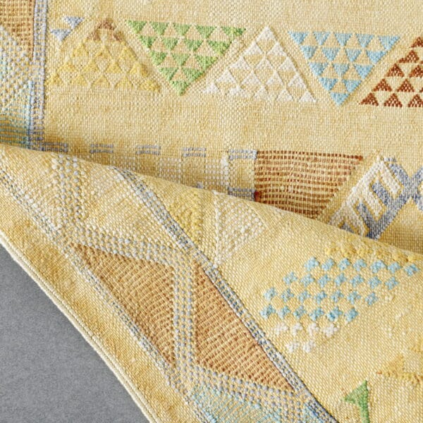 Neutral Moroccan Kilim with Geometric Motifs - Image 6