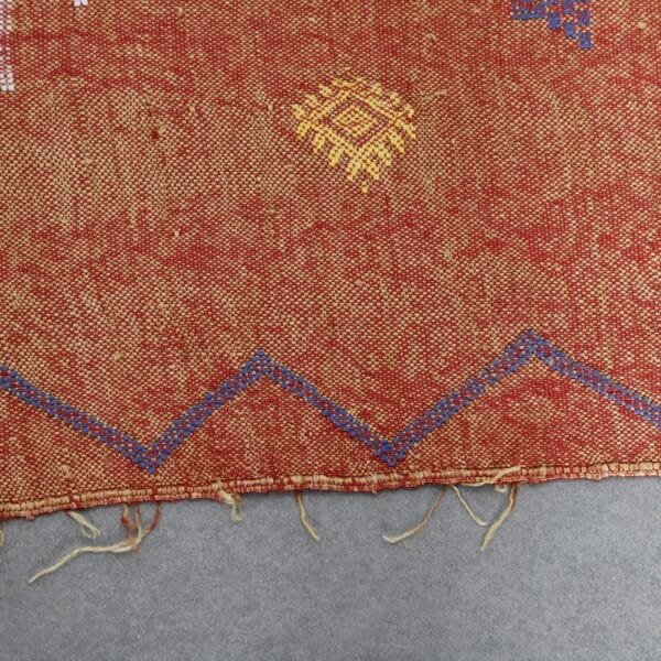Terracotta Moroccan Cactus Silk Rug with Geometric Motifs - Image 6